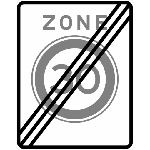 RVV Verkeersbord - A02-ZE Einde zone maximum snelheid