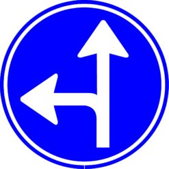 RVV Verkeersbord – D06L Verplichte rijrichting rechtdoor of linksaf