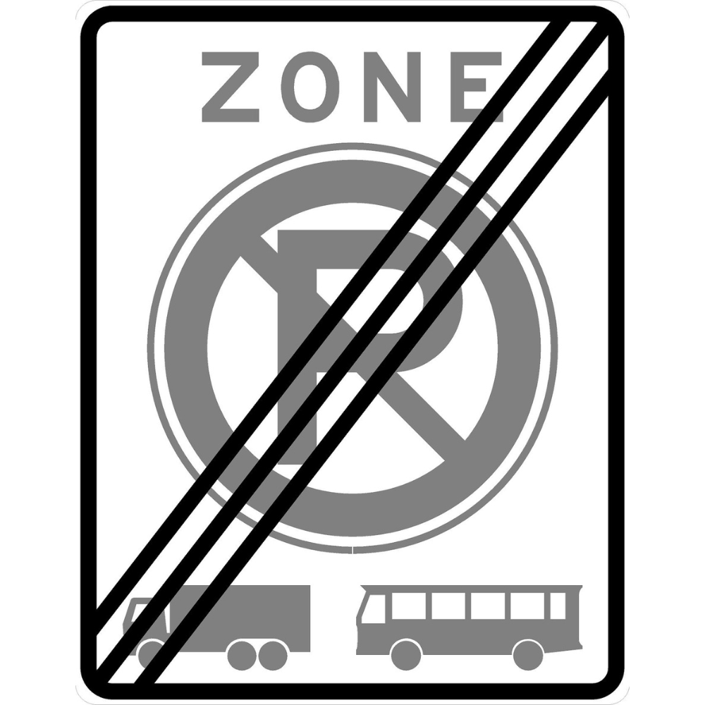 RVV Verkeersbord – E201-ZE Einde Zone parkeerverbod voor vrachtauto's en bussen