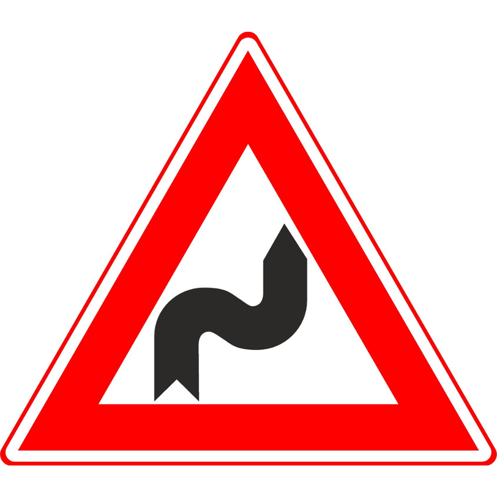 RVV Verkeersbord – J04 S-bocht eerst naar rechts