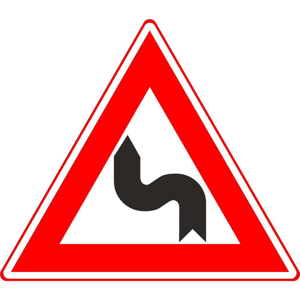 RVV Verkeersbord – J05 S-bocht eerst naar links