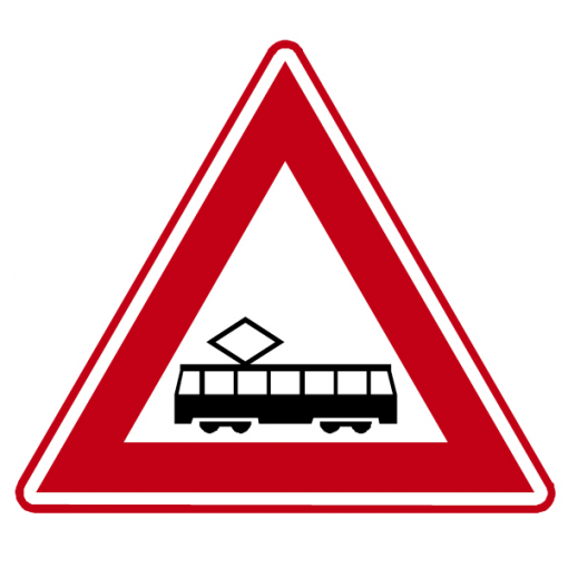 RVV Verkeersbord – J14 Vooraanduiding tramkruising