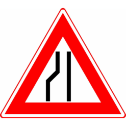RVV Verkeersbord – J19 Vooraanduiding rijbaanversmalling links