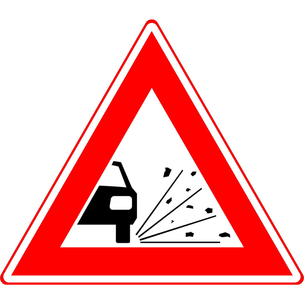 RVV Verkeersbord – J25 Vooraanduiding losliggende stenen