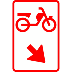 RVV Verkeersbord Wit KL3 Bromfietsers van rijbaan verwisselen naar rechts