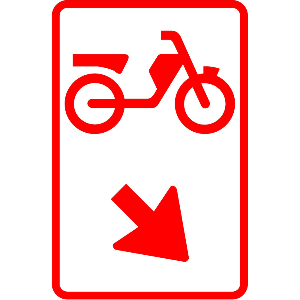 RVV Verkeersbord Wit KL3 Bromfietsers van rijbaan verwisselen naar rechts