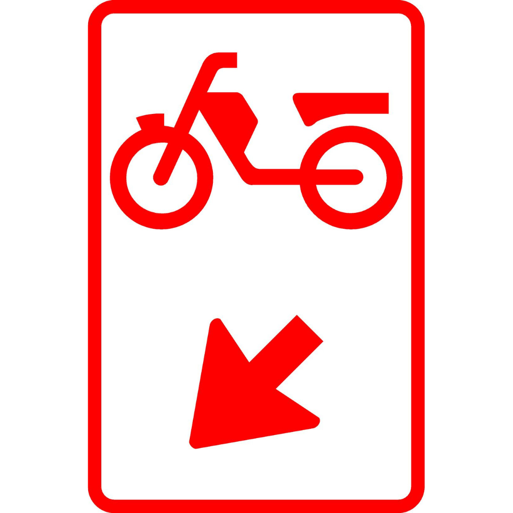 RVV Verkeersbord bromfietsers van rijbaan verwisselen naar links