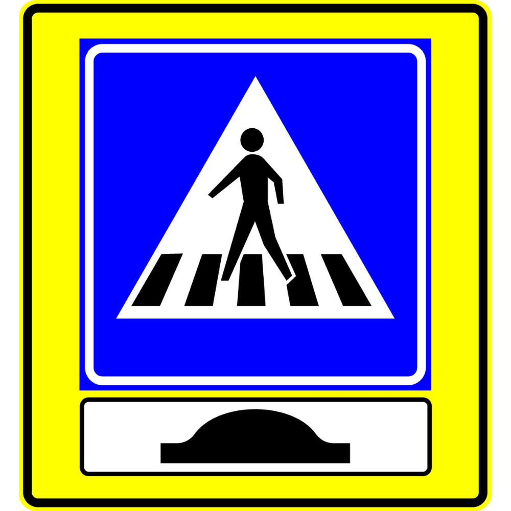 RVV Verkeersbord - L02-OB15-F Zebrapad met drempel fluor